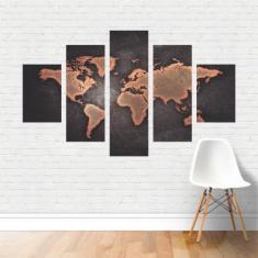 Quadros Mapa  Mapa Mundi Mundo Em Canvas  P - Plinplin