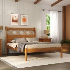 Cama King em Madeira Maciça Gramado Móveis Nathalia - Mogno Mel