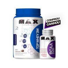 Top Whey 3w Max Titanium - 900g - Chocolate + bcaa 60 caps