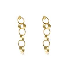 Brinco Grande De Círculos Interligados Folheado Em Ouro 18k - Floratta