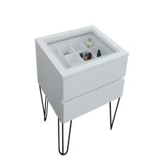 Mesa De Cabeceira Lateral De Apoio Penteadeira Pés Hairpin Legs Estilo Industrial Branco Laca