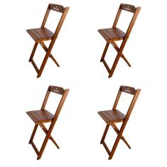 Kit 4 Banquetas Bistrô Dobrável Madeira Hei Imbuia