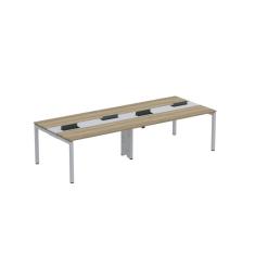 Mesa De Plataforma Dupla Para 4 Pessoas Corporativa 150x120-4p Pdc15-12-4p Noce Naturalle-cinza