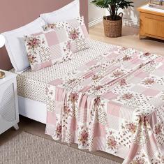 Jogo De Cama Lençol Bouti Estampado Solteiro 03 Peças - Rosa Matura