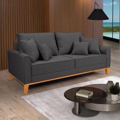 Sofá Fixo De 1,80m Living Beny Luxo Em Linho Grafite 199