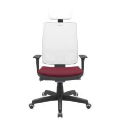 Cadeira Office Brizza Tela Branca Com Encosto Assento Poliester Vinho 