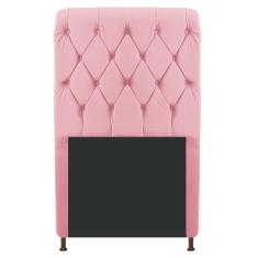Cabeceira Estofada Cristal 100 cm Solteiro Com Capitonê Suede Rosa Beb