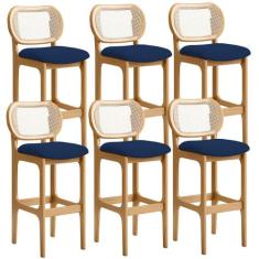 Kit 06 Banquetas Altas Para Cozinha Bancada Sala Tela Betta Fixa L02 S