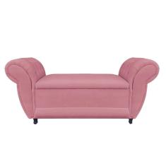 Divã Recamier Com Baú Grécia 1,55 Cm Suede Rose