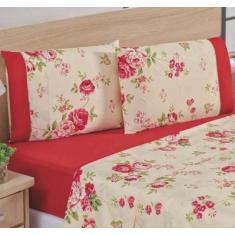 Jogo De Cama Estampado Micropercal 200 Fios Naturale Solteiro 03 Peças - Loren