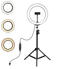 Luz Iluminador Ring Light 10 Polegadas KP-PL26 Knup 160 Led Usb Misto 3200k 6500k Suporte Celular