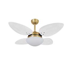 Ventilador De Teto Dourado 4 Pás Volare Petalo Palmae Branco Vidro Fechado 220v Volare Volare 220v Dourado