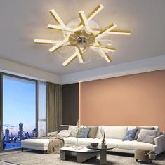 Ventilador de teto silencioso com luz e controle remoto Ventilador de design glam com luz LED Ventiladores de teto reversíveis reguláveis com lâmpadas Moderno ventilador lustre com temporiza