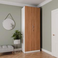 Guarda Roupa 2 Portas com Cabideiro e 2 Gavetas Hera CabeCasa MadeiraMadeira Branco Geada/Louro