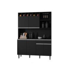 Armário Cozinha Completo Robin 6 Portas - Preto