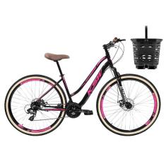 Bicicleta aro 29 Feminina KSW Retro C Cesta 21V Freio Disco