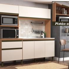 Cozinha Compacta Vitória 6 Portas 1 Gaveta 2 Nichos para Forno Freijó/Off White