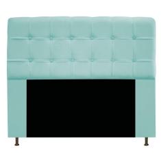 Cabeceira Mel 160Cm Queen Size Com Botonê Suede Azul Tiffany