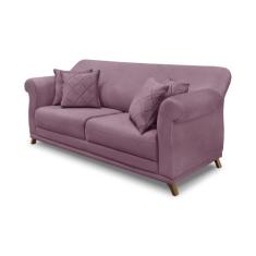 Sofá 2 Lugares Pé de Madeira Julieta 160 cm Veludo S04 - D'Rossi, Uva