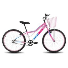 Bicicleta Infantil Feminina Aro 24 KOG Alumínio Com Cestinha, Branco d