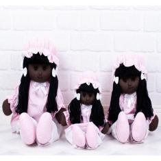 Boneca luiza vestido com lese (negra-morena) - 3 pçs  - CKD CONFECCOES