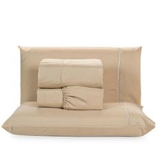 Jogo de Lençol Queen Micropercal Elegante 200 Fios Ponto Palito 4 Peça