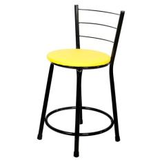 Banqueta Baixa Para Cozinha Preto Assento Amarelo - Laumar