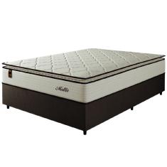 Cama Box Casal King Colchão Molas Ensacadas Com Pillow Malttês 193x203x66cm Suede Cáqui Hellen