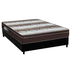 Cama Box Casal: Colchão Ortopédico Ortobom Light Ortopillow + Base Crc Suede Black(138X188)