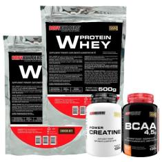 Kit 2 Whey Protein 500G+ Bcaa 100G Tangerina+ Power - Bodybuilders