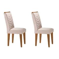 Cadeira Sala de Jantar Londrina Kit 2 Un Madeira Capuccino/Suede Creme - Rufato