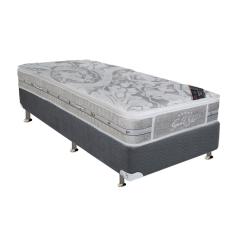 Cama Box Solteiro: Colchão Molas Castor Pocket Super Luxo Látex SLX + Base CRC Suede Gray(88x188)
