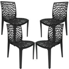 Kit 04 Cadeiras Decorativas Sala de Jantar Gruvyer Preto - Lyam Decor