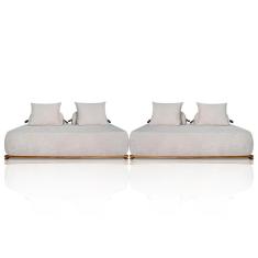 Sofá 4 Lugares Ilha 2 Módulos 160cm Viero S06 Boucle Bege - Mpozenato