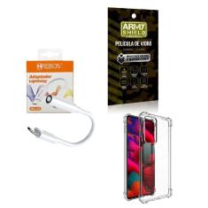 Capa Motorola Edge20 + Adaptador P2 P Tipo C + Película 3D