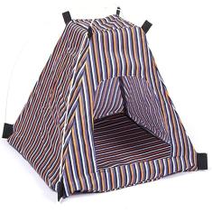 Tenda para animais de estimação, respirável, dobrável, listrada, filhote de cachorro, cama de gato, casa de tenda para cachorro com almofada correspondente para gato de cachorro pequeno e médio, barra