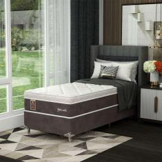 cama box solteiro le com colchão molas ensacadas (67x88x188) marrom e branca