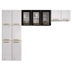 Cozinha Compacta em Aço Diamante 11 Portas Branco/Preto - Telasul