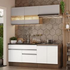 Armário De Cozinha Completa 200cm Rustic/branco/crema Glamy Madesa 07 Rustic/branco/crema