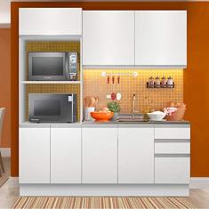 Armário de Cozinha Compacta 100% MDF 190cm Portas Branco Brilho Acordes Madesa 01