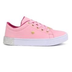 Tenis Infantil Feminino Para Meninas Sapato Com Strass e Coração  - Ka