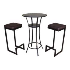 KIT Mesa e Banquetas para Bistrô e Bares Linha Lecce Preto - Design Of