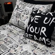 Lençol com elástico casal comum 4 pç paris decor com almofada - ESPAÇO