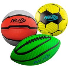 Nerf Conjunto de mini bolas esportivas de espuma - conjunto de espuma de futebol, bola de futebol + basquete, brinquedo esportivo macio para crianças - multicolorido