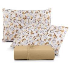 Jogo de Lençol 02 e 03 Pçs C/ Elástico Malha 100% Algodão Estampado - 