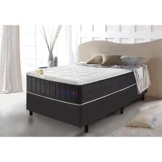Conjunto Cama Box Solteiro Com Molas Ensacadas Cama Inbox Cloud Cinza 88x188x67