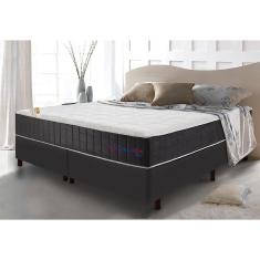 Conjunto Cama Box King Com Molas Ensacadas Cama Inbox Cloud Cinza 193x203x67