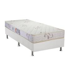 Cama Box Solteiro: Colchão Espuma D45 Luckspuma Gran Luck Floral Pró SaúdeBase Courano White(88x188)