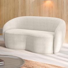 Sofá Living Decorativo 160cm 2 Lugares íbis Encosto Fixo Bouclê Off White G33 - Gran Belo