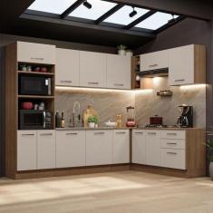 Armário De Cozinha Completa De Canto 479cm Rustic/crema Agata Madesa 0